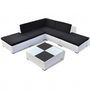 Set Divani da Giardino 6 pz con Cuscini in Polyrattan Bianco