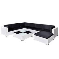 Set Divani da Giardino 8 pz con Cuscini in Polyrattan Bianco cod mxl 35916