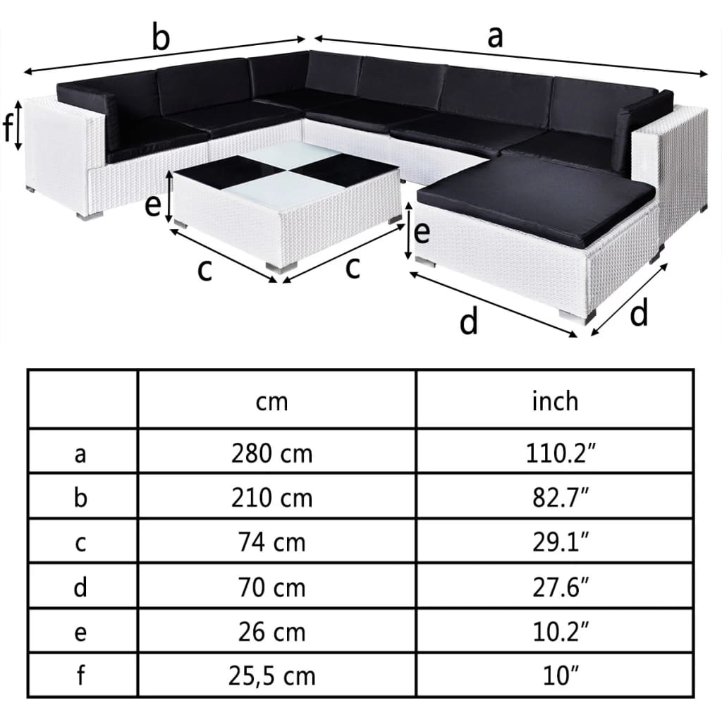 Set Divani da Giardino 8 pz con Cuscini in Polyrattan Bianco cod mxl 35916