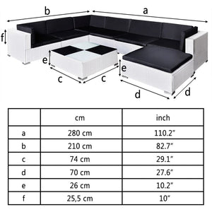 Set Divani da Giardino 8 pz con Cuscini in Polyrattan Bianco cod mxl 35916