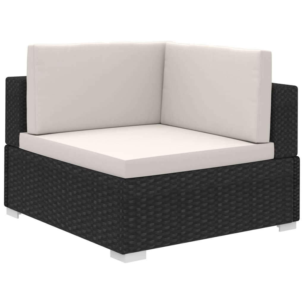 Set Divani da Giardino 6 pz con Cuscini in Polyrattan Nero cod mxl 35326