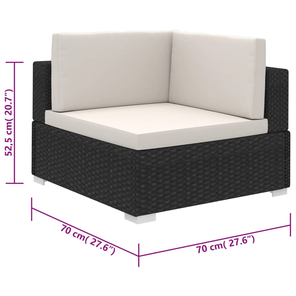 Set Divani da Giardino 6 pz con Cuscini in Polyrattan Nero cod mxl 35326