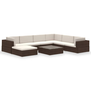 Set Divani da Giardino 8 pz con Cuscini in Polyrattan Marrone cod mxl 35327