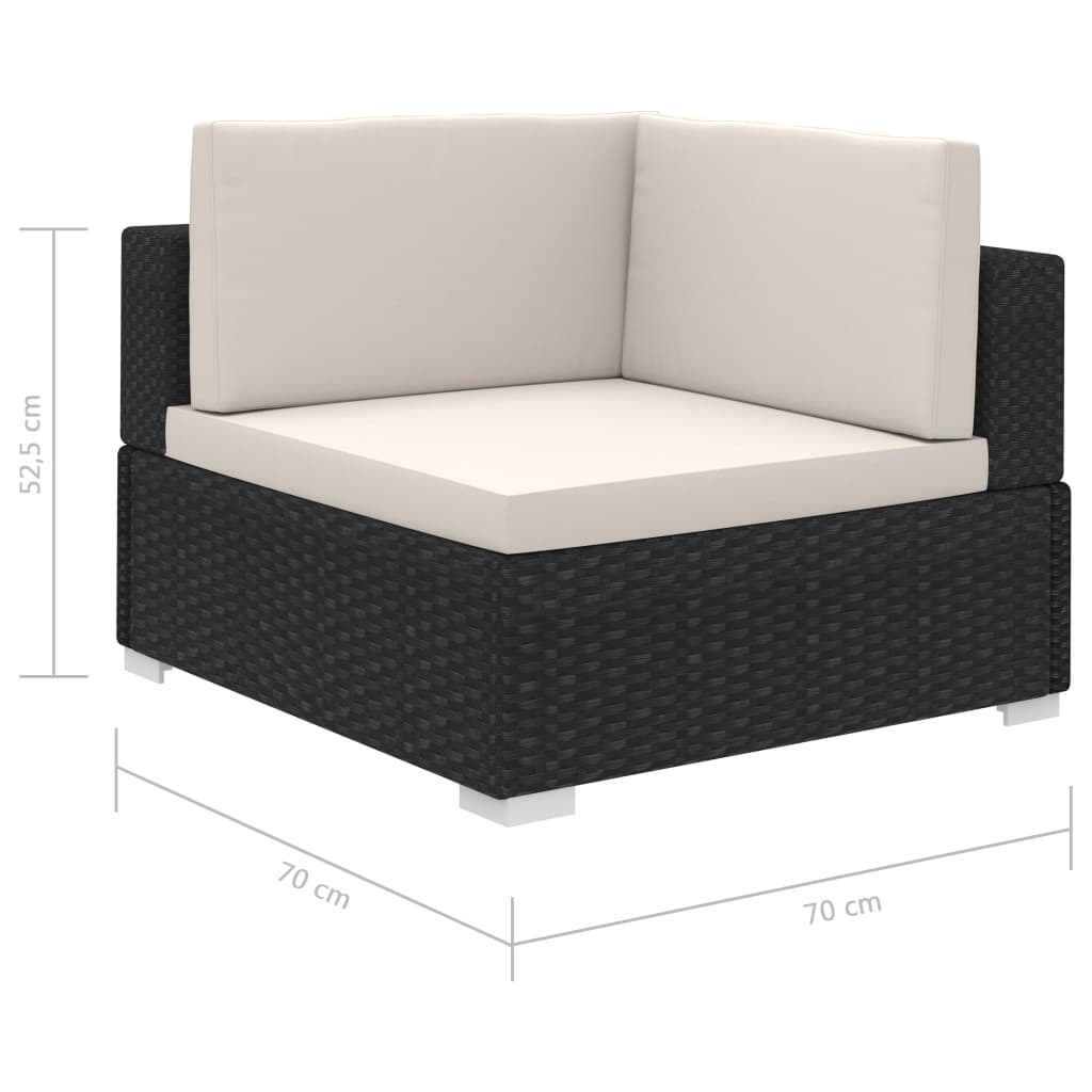 Set Divani da Giardino 8 pz con Cuscini in Polyrattan Nero cod mxl 35328