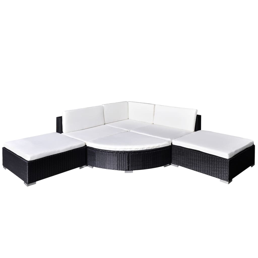 Set Divani da Giardino 6 pz con Cuscini in Polyrattan Nero cod mxl 50480