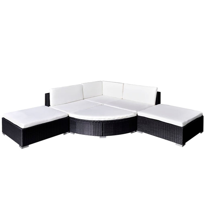 Set Divani da Giardino 6 pz con Cuscini in Polyrattan Nero cod mxl 50480