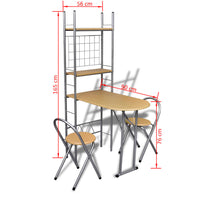 Set da Bar Pieghevole per Colazione con 2 Sgabelli cod mxl 31325