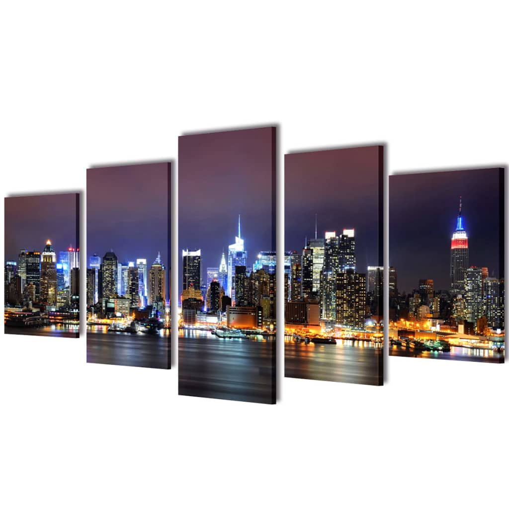 Set Stampa su Tela da Muro Panorama New York a Colori 200x100cm cod mxl 59792