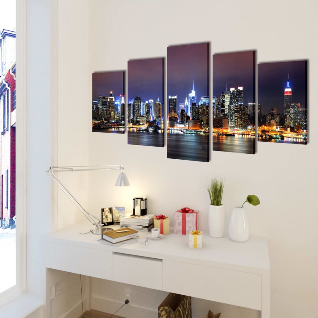 Set Stampa su Tela da Muro Panorama New York a Colori 200x100cm cod mxl 59792