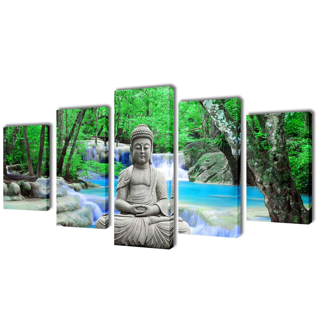 5 pz Set Stampa su Tela da Muro Buddha 200 x 100 cm cod mxl 41148