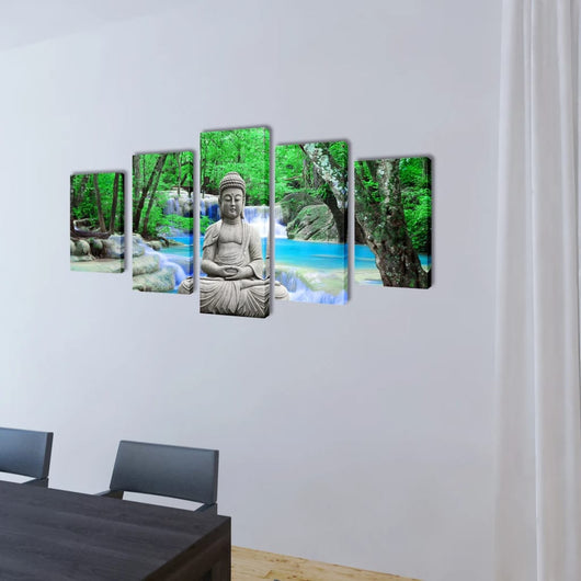 5 pz Set Stampa su Tela da Muro Buddha 200 x 100 cm cod mxl 41148