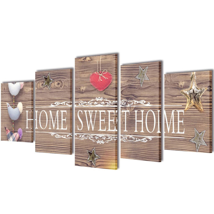 Set Stampa su Tela da Muro 5 pz Home Sweet Home 100 x 50 cm cod mxl 43127