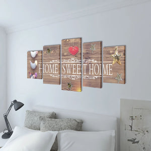 Set Stampa su Tela da Muro 5 pz Home Sweet Home 100 x 50 cm cod mxl 43127