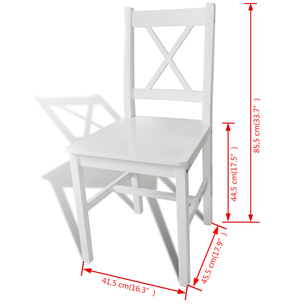 Sedie da Pranzo 2 pz Bianche in Legno di Pino cod mxl 31543