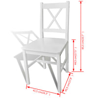 Sedie da Pranzo 2 pz Bianche in Legno di Pino 241510