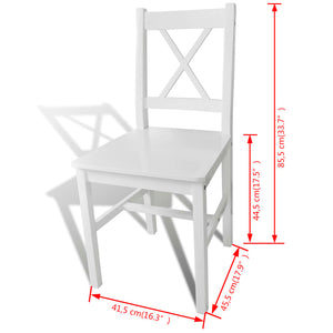 Sedie da Pranzo 2 pz Bianche in Legno di Pino 241510