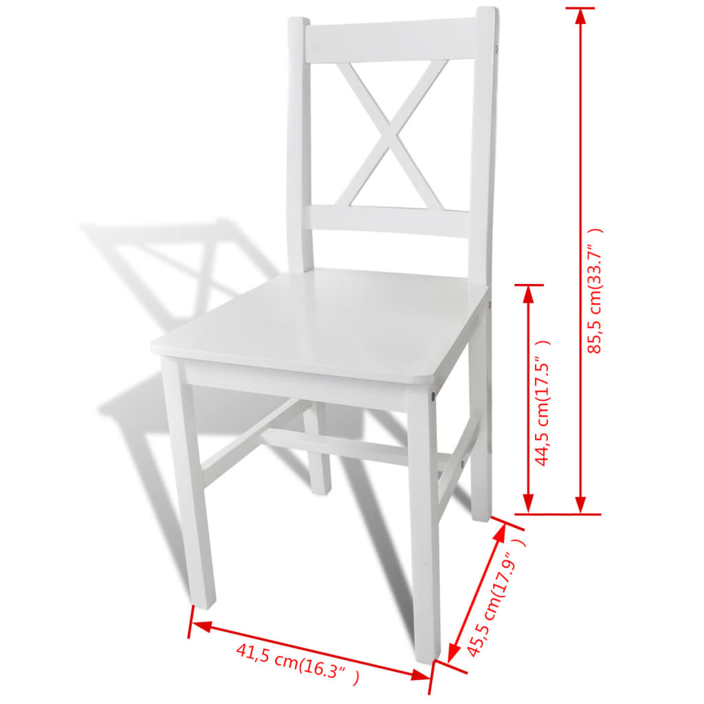 Sedie da Pranzo 4 pz Bianche in Legno di Pino