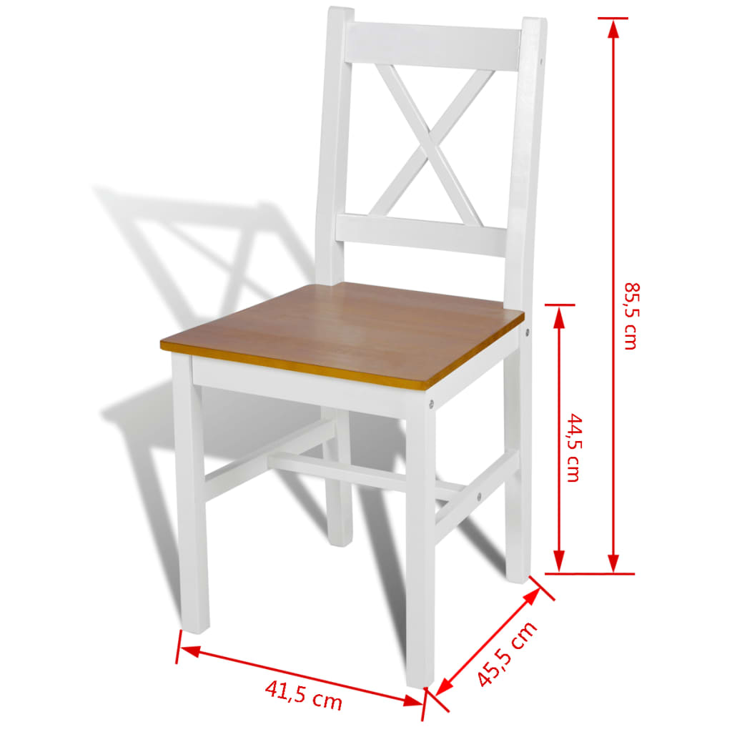 Sedie da Pranzo 2 pz Bianche in Legno di Pino cod mxl 31496