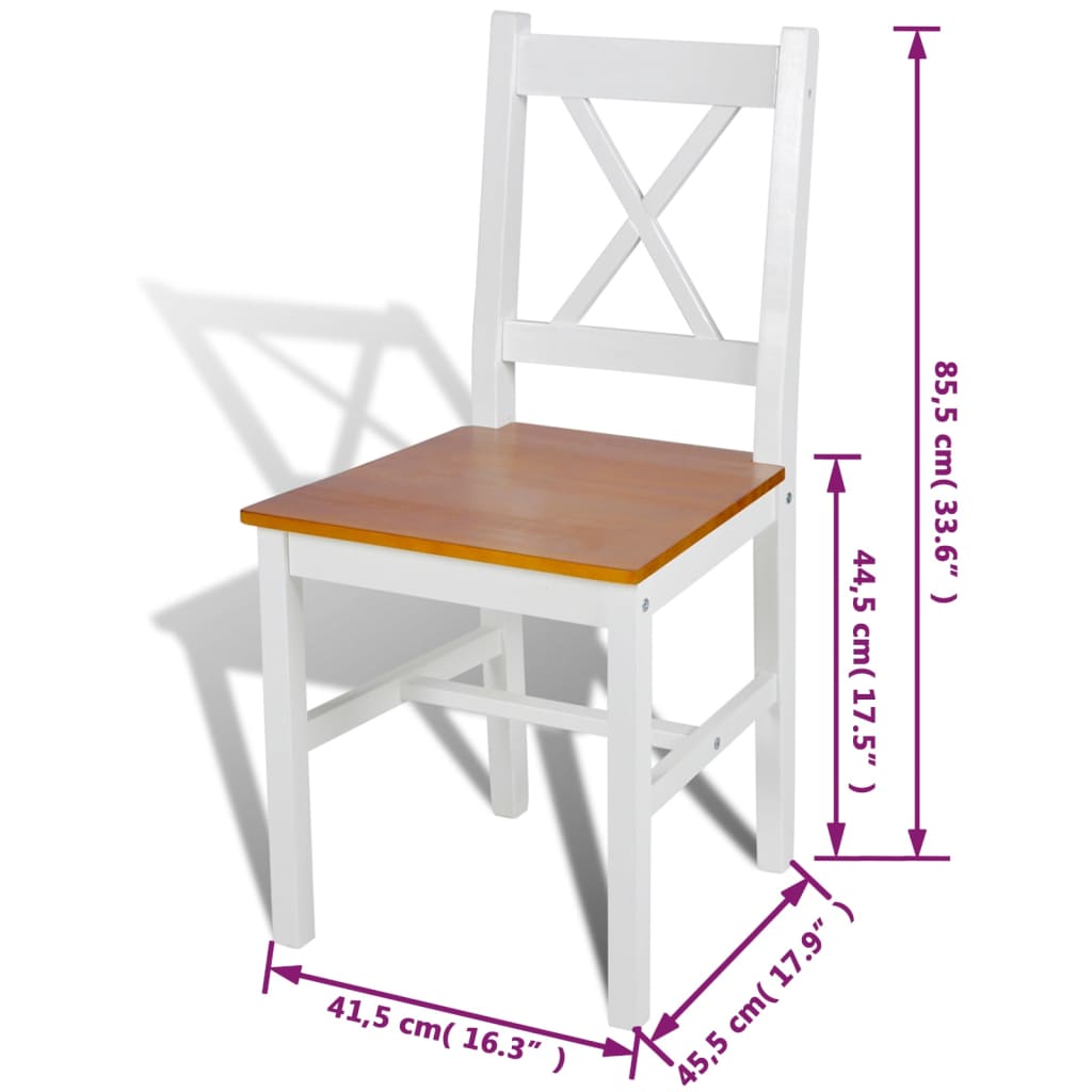 Sedie da Pranzo 4 pz Bianche in Legno di Pino cod mxl 14424