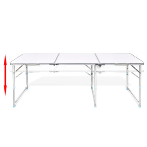 Set Tavolo da Campeggio Pieghevole 6 Sedie Regolabili 180x60 cm