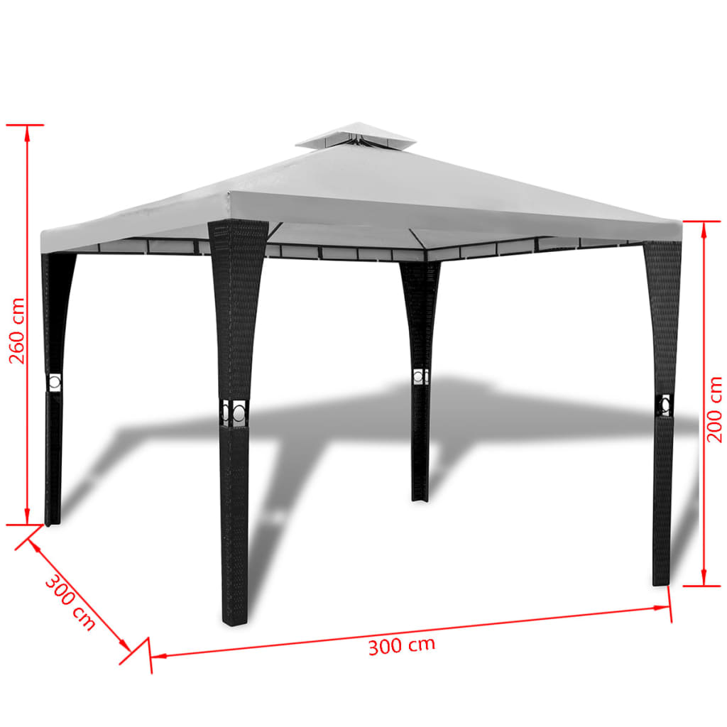 Gazebo con Tetto 3 x 3 m Crema Bianco