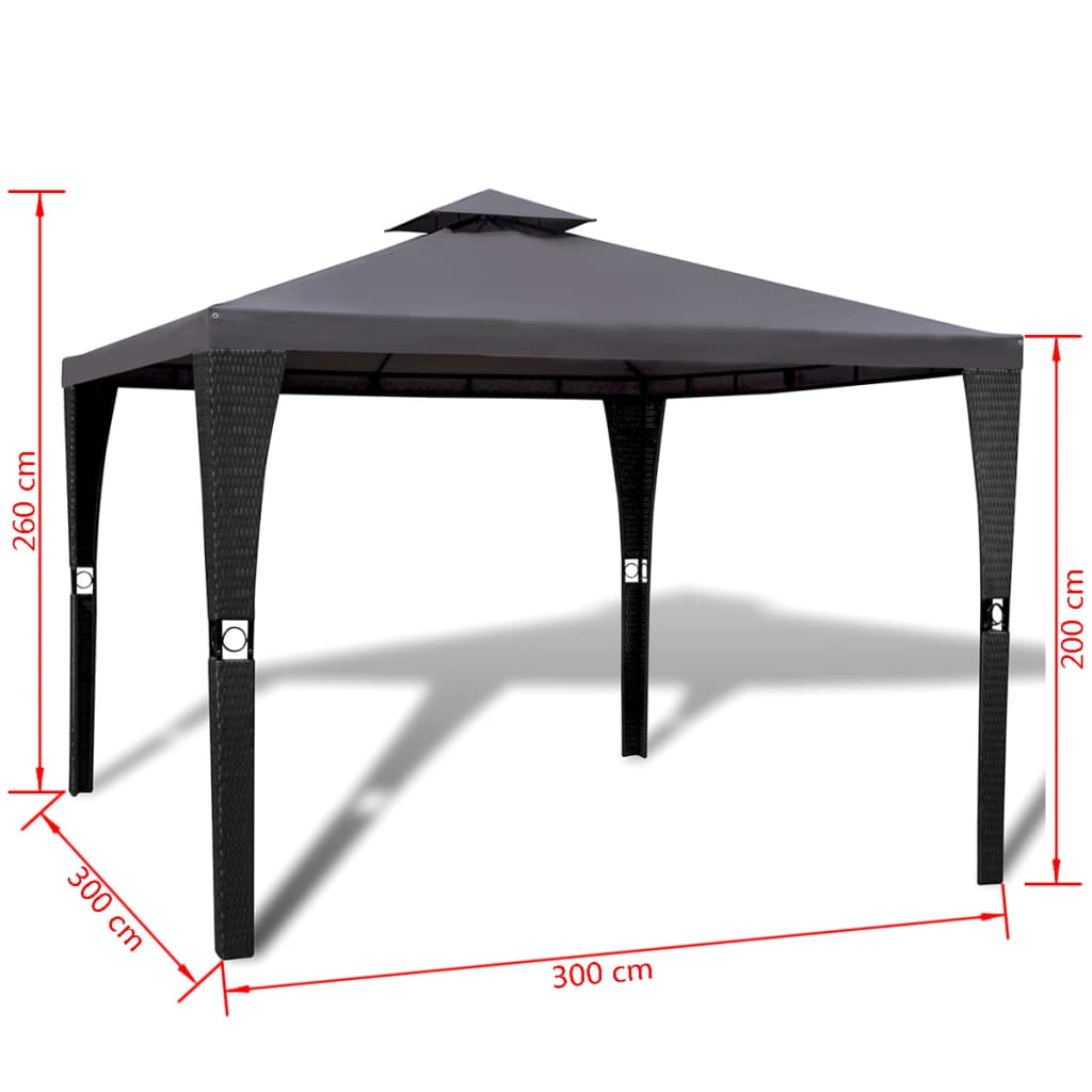 Gazebo con Tetto 3x3 m Grigio Scuro