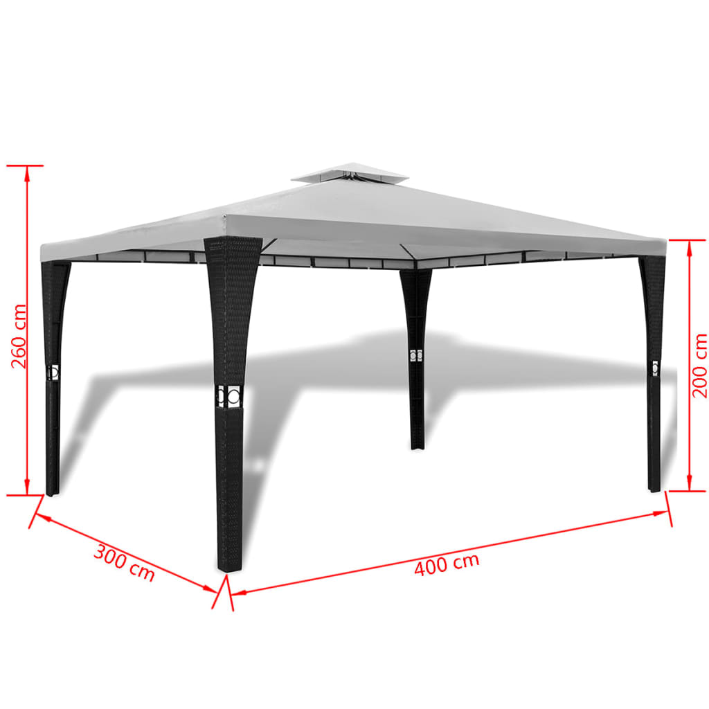 Gazebo con Tetto 3x4 m Bianco Crema cod mxl 65963