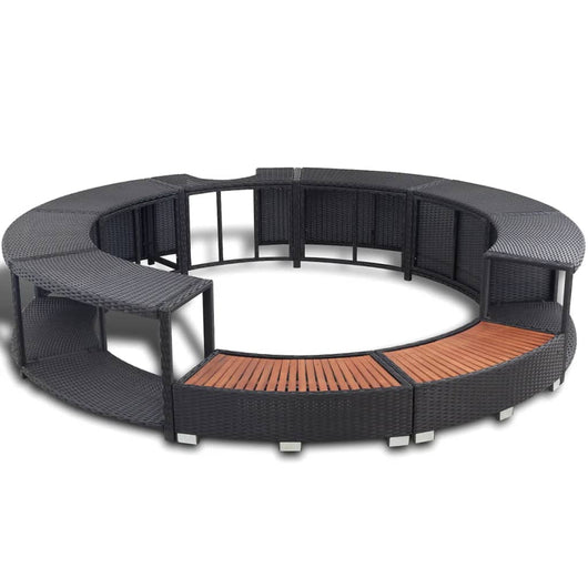 Bordo per Vasca da Spa in Polyrattan Nero 41454