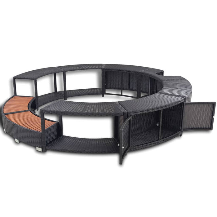 Bordo per Vasca da Spa in Polyrattan Nero 41454