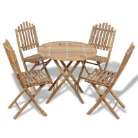 Set da Pranzo da Giardino 5 pz Pieghevole in Bambù cod mxl 35847