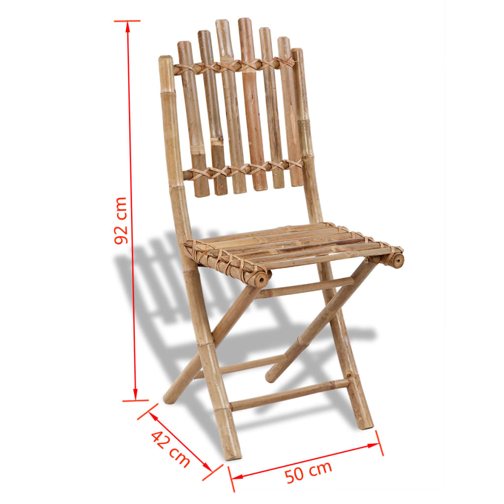 Sedie da Giardino Pieghevoli 2 pz in Bambù cod mxl 19420