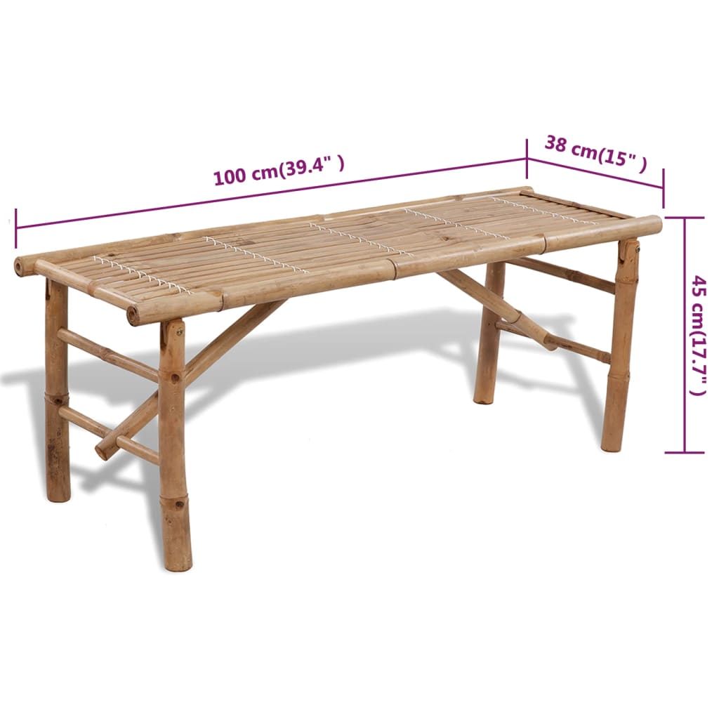 Tavolo da Birreria con 2 Panchine 100 cm in Bambù cod mxl 48160