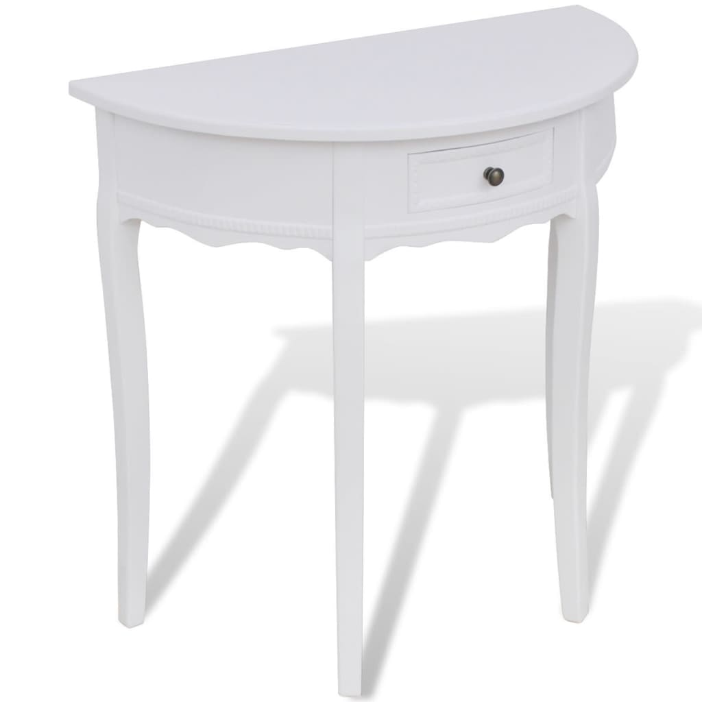 Tavolo Consolle con Cassetto Semicircolare Bianco 241530