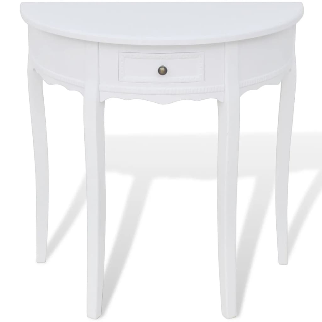 Tavolo Consolle con Cassetto Semicircolare Bianco 241530