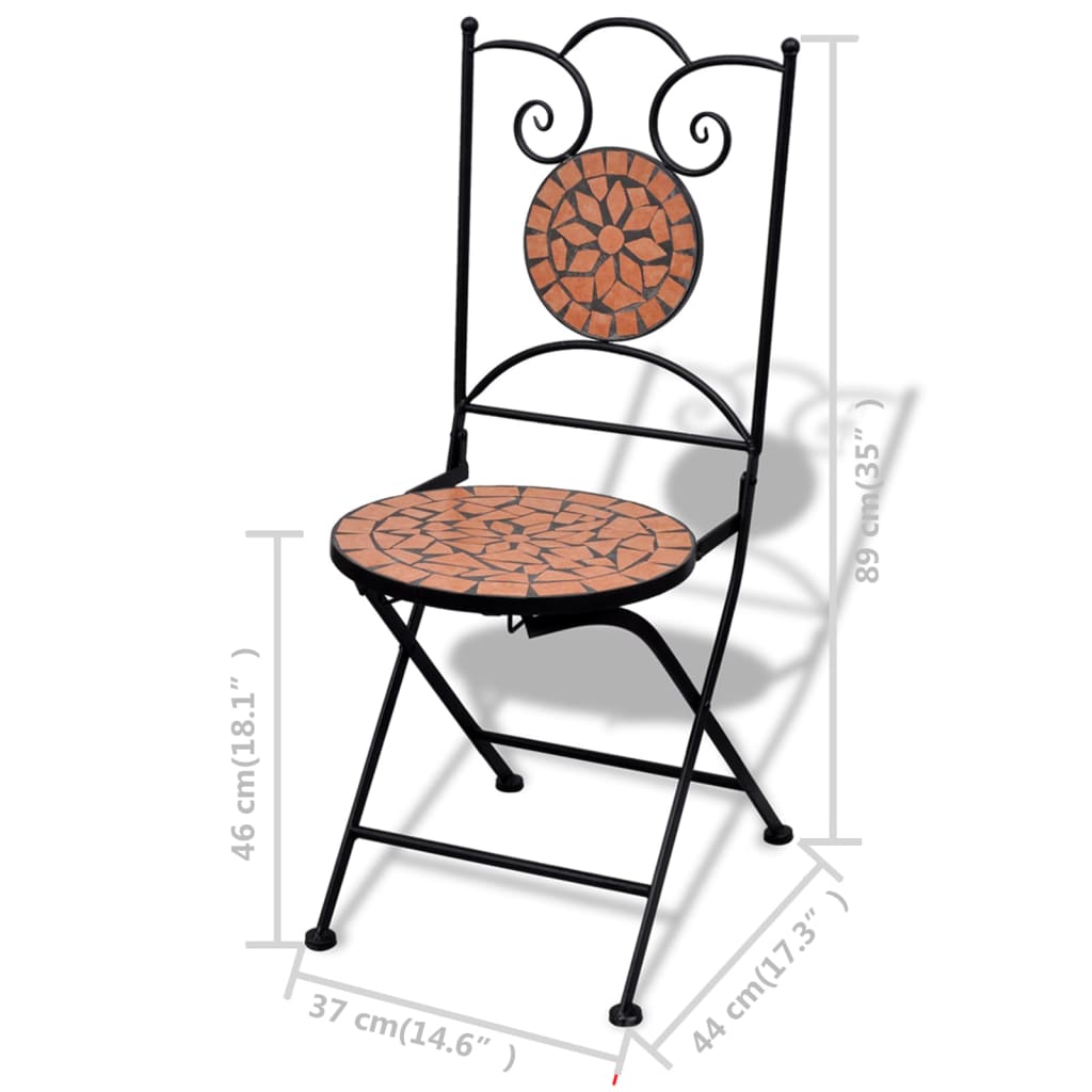 Sedie da Bistrot Pieghevoli 2 pz in Ceramica Terracotta cod mxl 6741