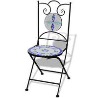 Sedie da Bistrot Pieghevoli 2 pz in Ceramica Blu e Bianco cod mxl 11635