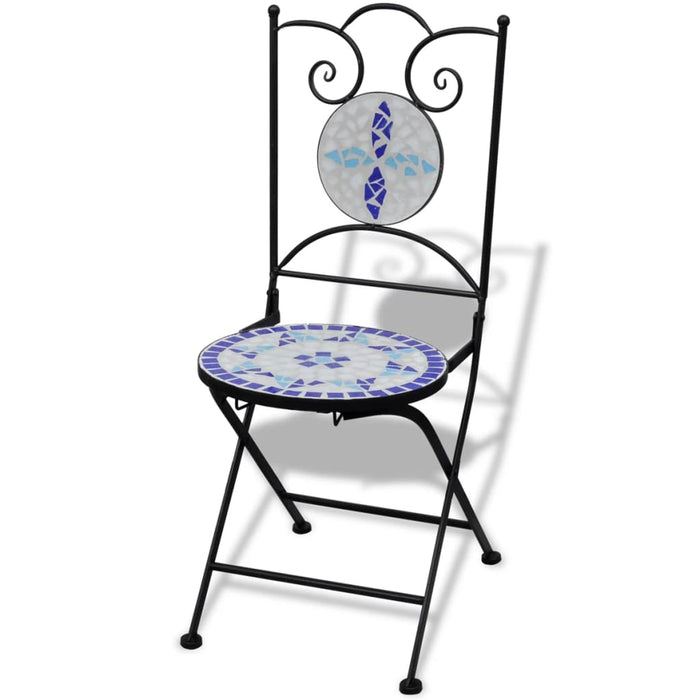 Sedie da Bistrot Pieghevoli 2 pz in Ceramica Blu e Bianco cod mxl 11635