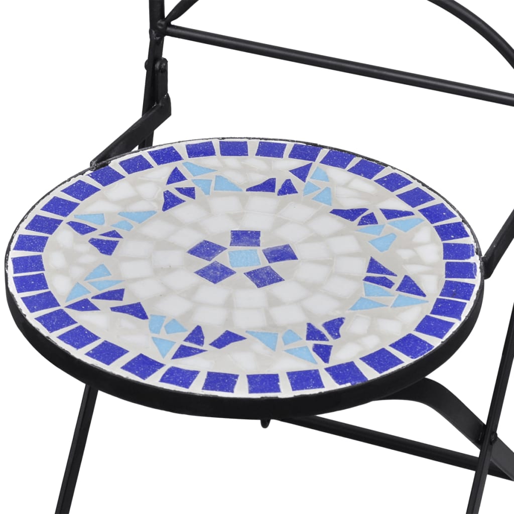 Sedie da Bistrot Pieghevoli 2 pz in Ceramica Blu e Bianco cod mxl 11635