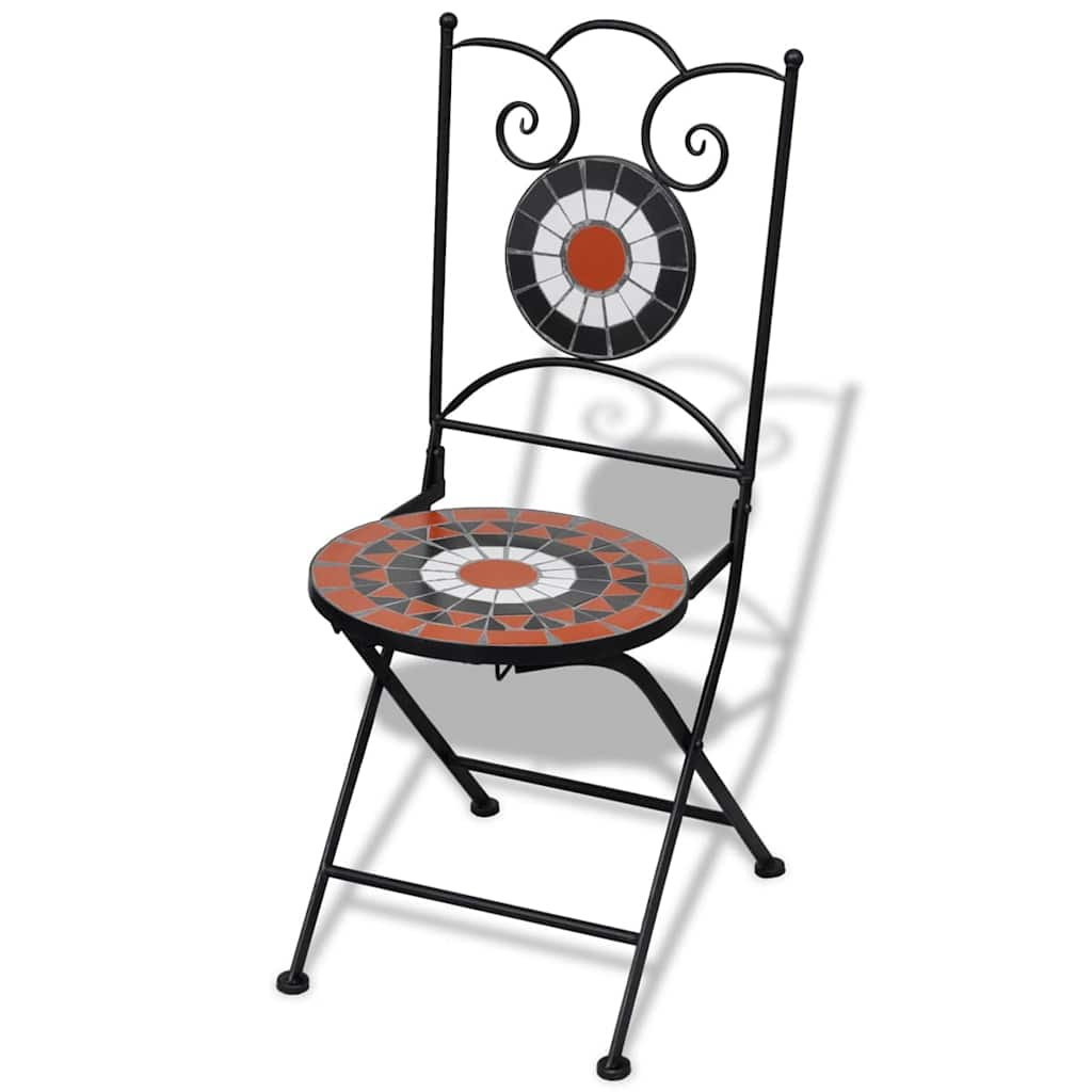 Sedie da Bistrot Pieghevoli 2 pz Ceramica Terracotta e Bianco 41535