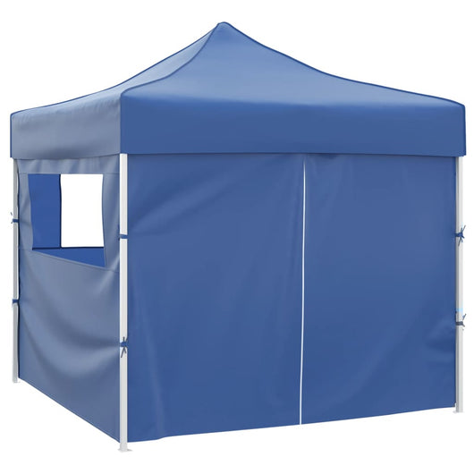 Tenda Pieghevole Blu 3 x 3 m con 4 Pareti