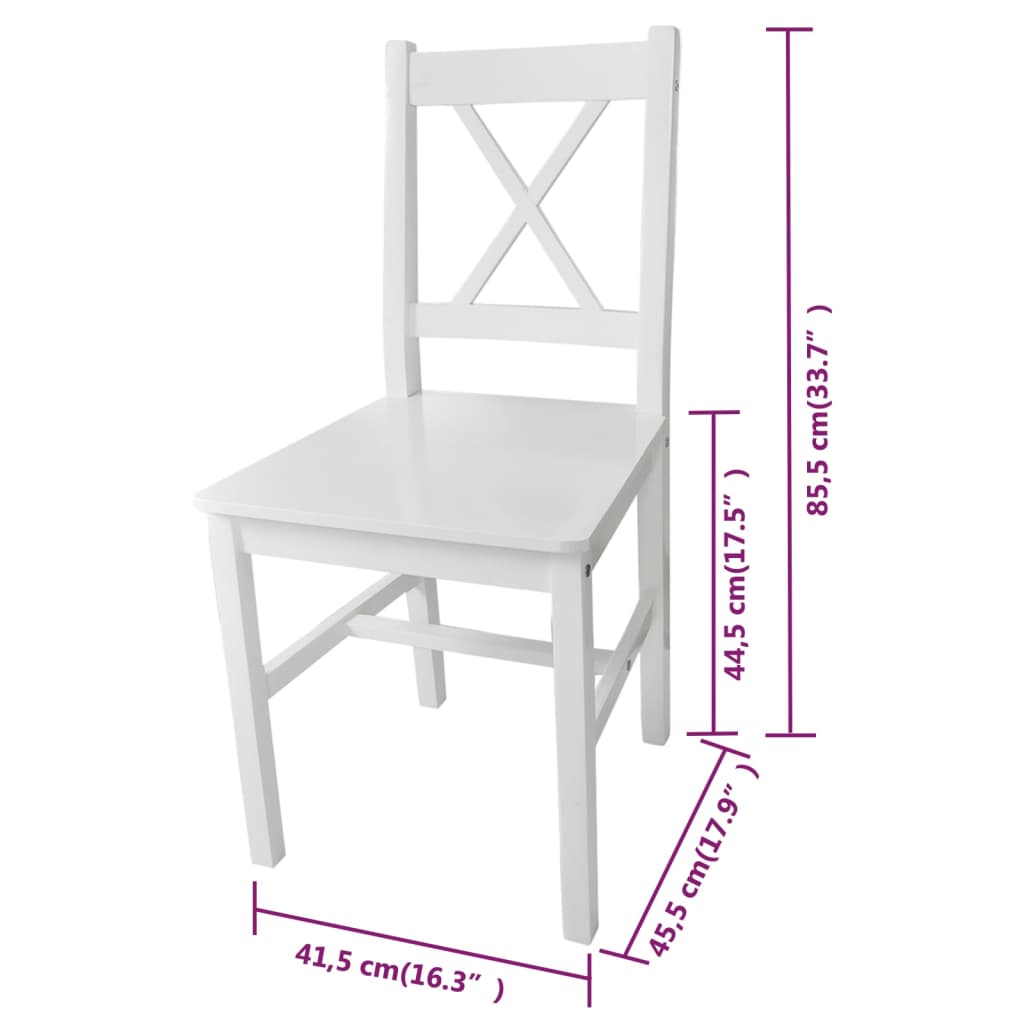 Sedie da Pranzo 6 pz Bianche in Legno di Pino cod mxl 53768