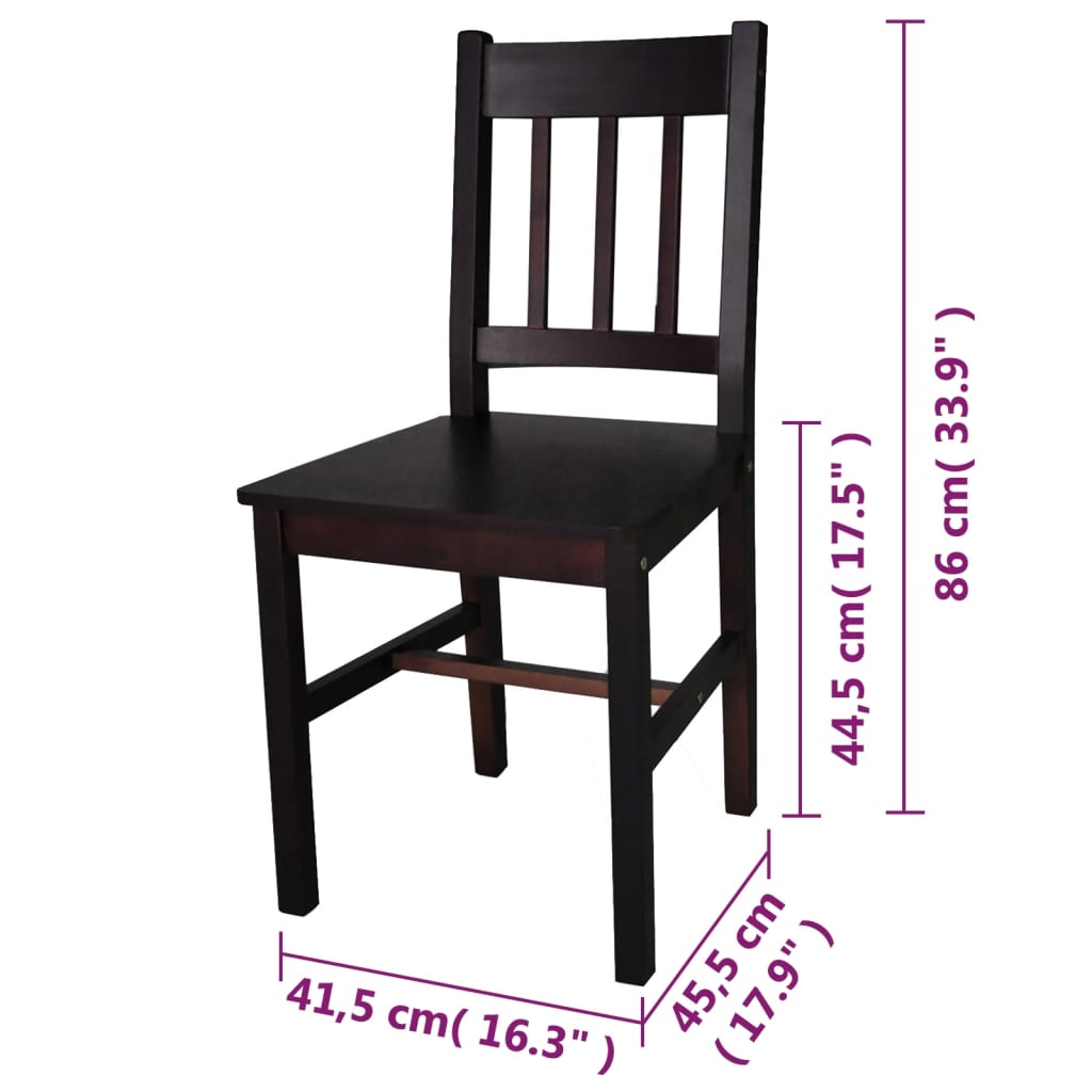 Sedie da Pranzo 6 pz Marrone Scuro in Legno di Pino cod mxl 13791