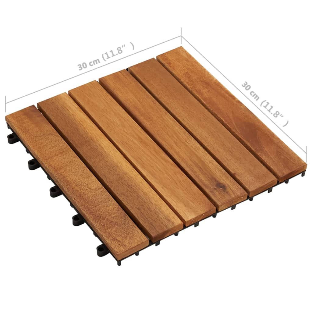 Set 10 pz Piastrelle acacia per pavimento 30 x 30 cm Modello verticale 41584