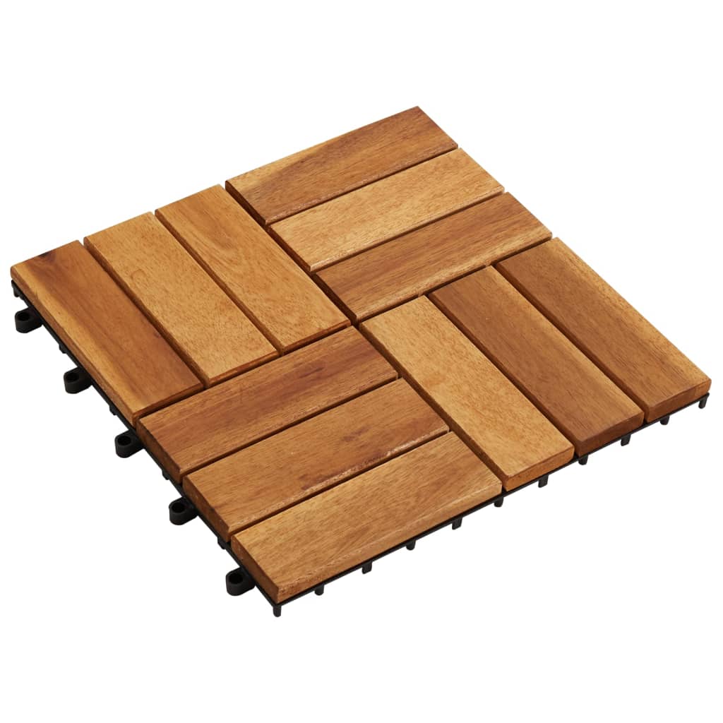 Set 10 Piastrelle in legno di acacia per pavimento 30 x 30 cm cod mxl 53489