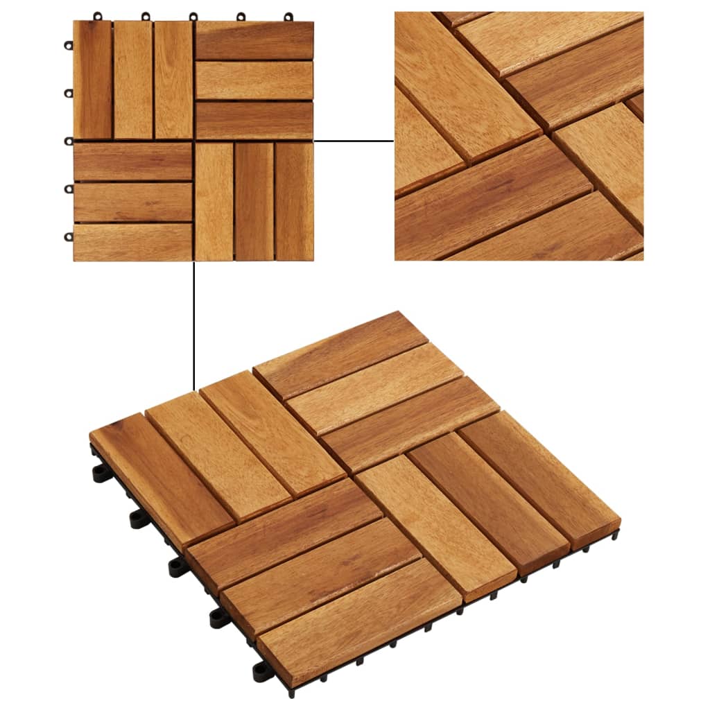 Set 10 Piastrelle in legno di acacia per pavimento 30 x 30 cm cod mxl 53489