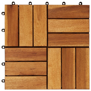 Set 10 Piastrelle in legno di acacia per pavimento 30 x 30 cm cod mxl 53489