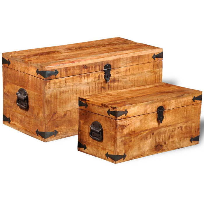 Casse di Stoccaggio 2 pz in Legno Ruvido di Mango  cod mxl 48501