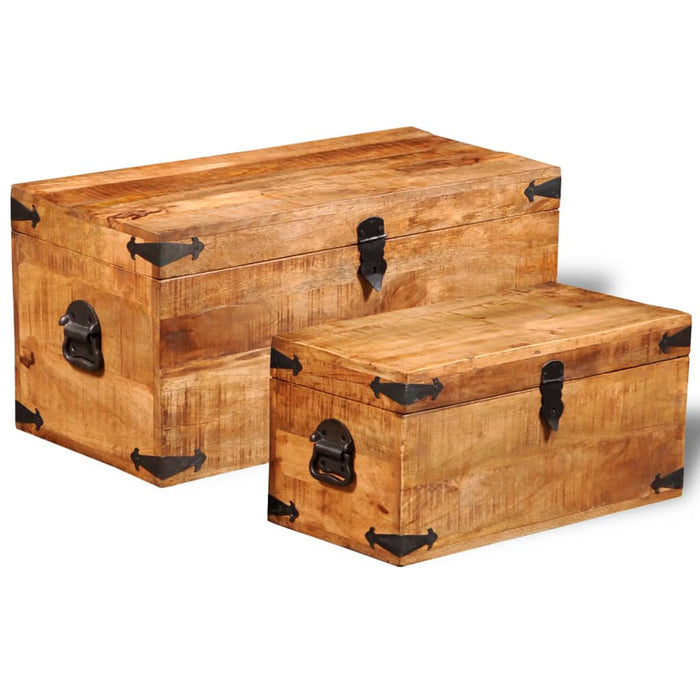 Casse di Stoccaggio 2 pz in Legno Ruvido di Mango  cod mxl 48501