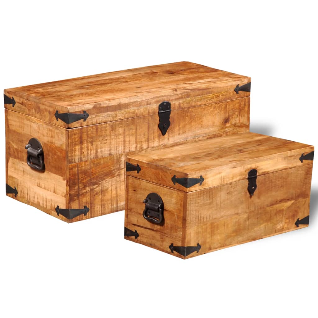 Casse di Stoccaggio 2 pz in Legno Ruvido di Mango  cod mxl 48501