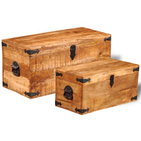 Casse di Stoccaggio 2 pz in Legno Ruvido di Mango  cod mxl 48501